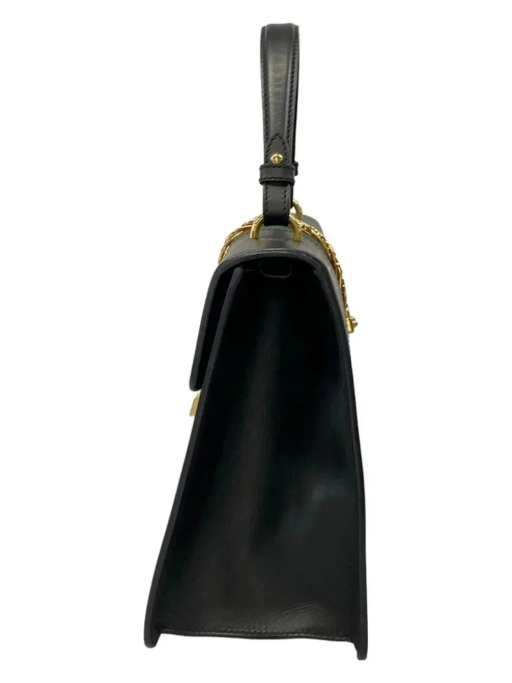 GUCCI Sylvie 431665 Dark Navy Green Red Leather Chemical Fiber Handbag